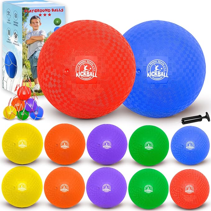 8.5 Inch Kickball Set, Dodgeballs 6 Pack, 12 Pack, Playground Balls by COAMZPARTY
