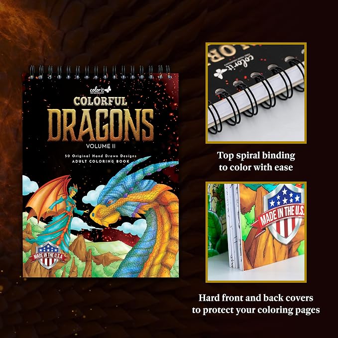 ColorIt Colorful Dragons Adult Coloring Book - Image 3
