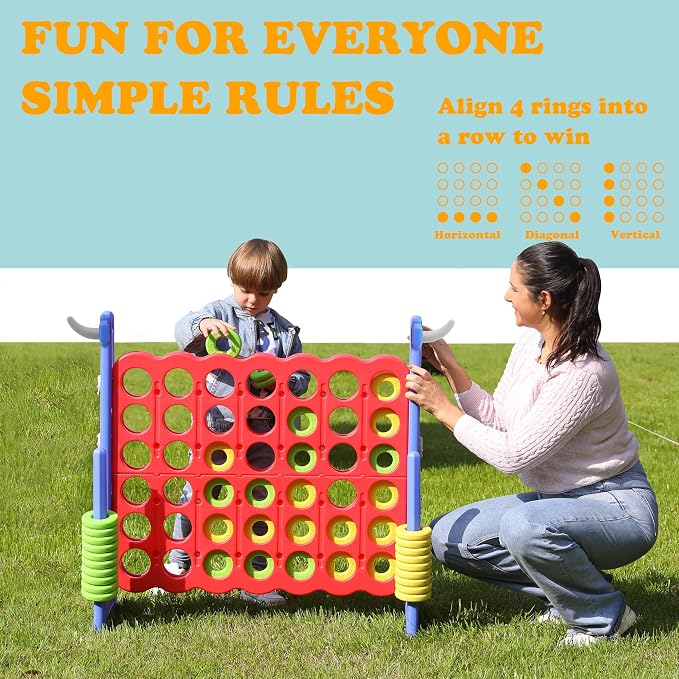 SDADI Height Adjustable Giant 4 in a Row Connect Game, 2-in-1 Jumbo 4-to-Score - Image 6