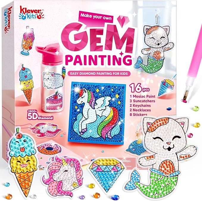 Klever Kits 16 Projects Gem Painting, Kids Diamond Gem Painting Kit by KleverKits