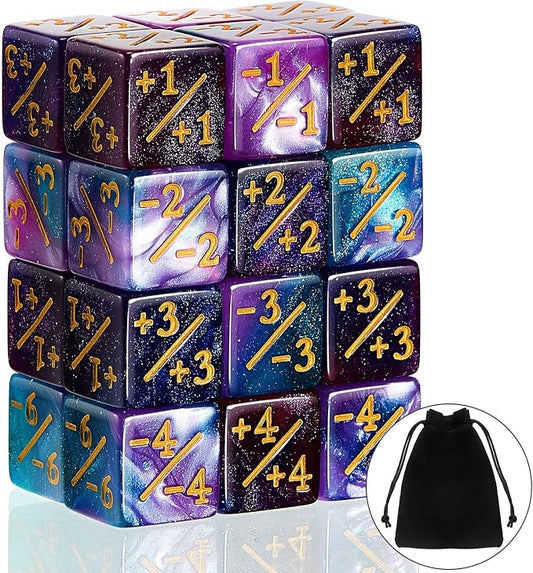 Sumind 24 Pcs Magic Life Counter Dice -1/+1 Counters Commander Buff Tokens 6 by Sumind