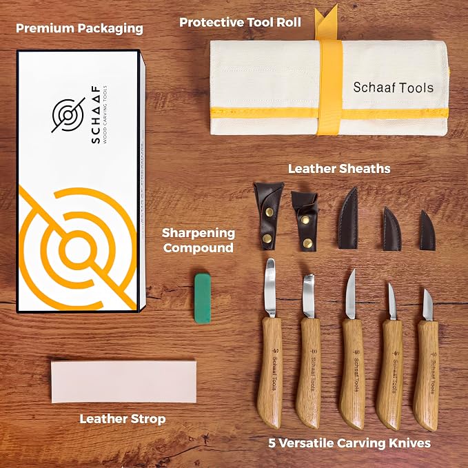Wood Carving Kit, Deluxe 5pc Whittling Knife Set - Image 3