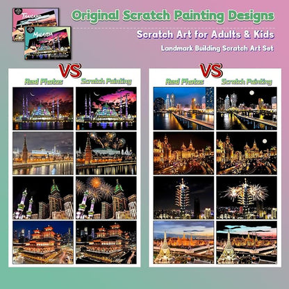 Scratch Art Painting Kit for Adults-8 Sheets A4 Rainbow Scratch Painting Paper - Image 4