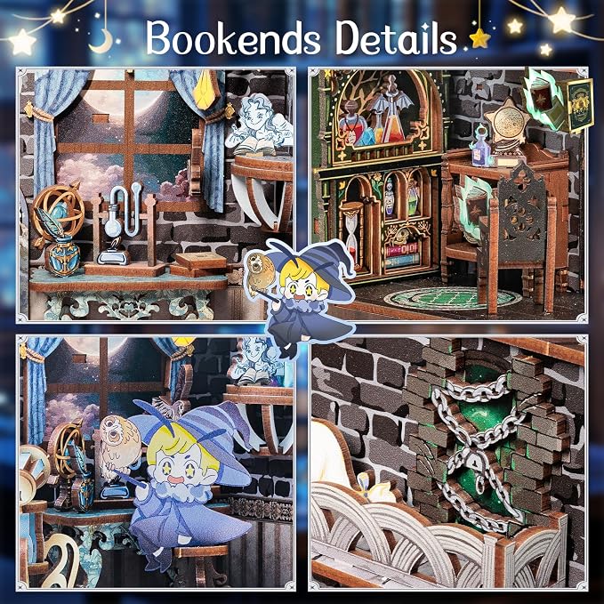 Cutefun 2Pcs Book Nook Kit, DIY 3D Wooden Puzzles - Image 5