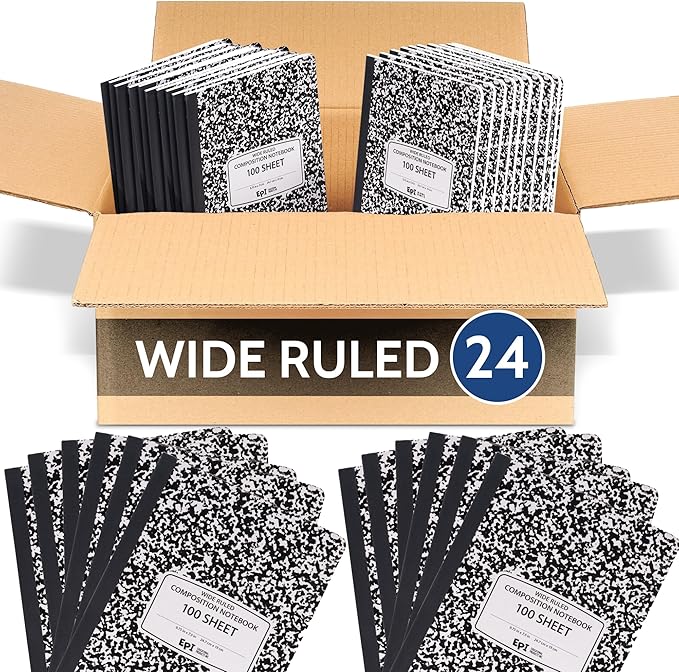 EPI Marble Hardcover Wide Ruled Composition Notebook | 200 Pages, 9.75 x 7.5 in by EPI
