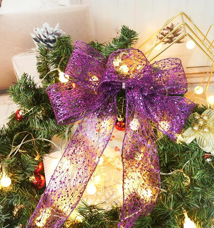 CT CRAFT LLC Sparkling Glitter Mesh Wired Ribbon 2.5" x 20 Yards Purple - Image 6