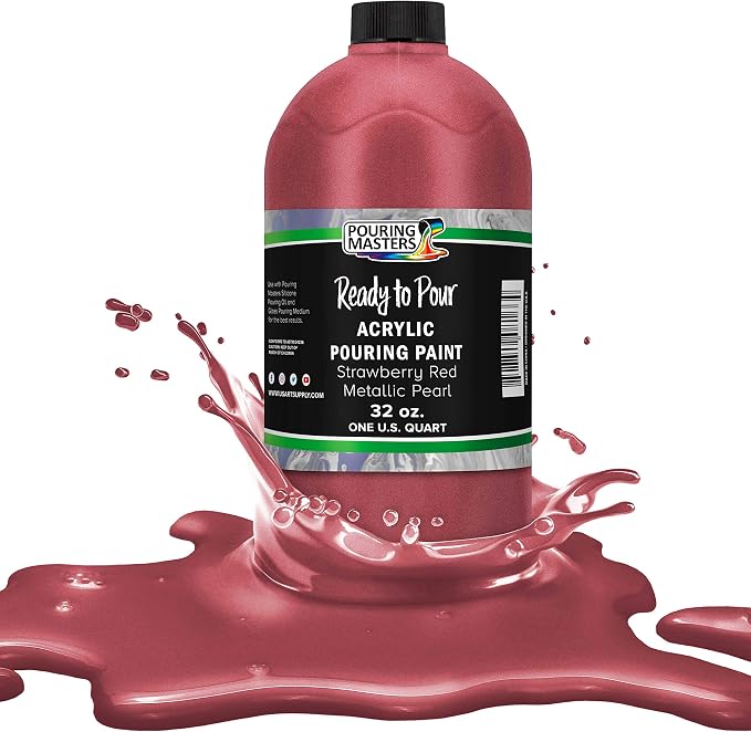 Pouring Masters Strawberry Red Metallic Pearl Ready to Pour Acrylic Pouring by USArtSupply