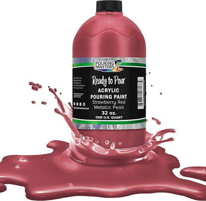 Pouring Masters Strawberry Red Metallic Pearl Ready to Pour Acrylic Pouring by USArtSupply