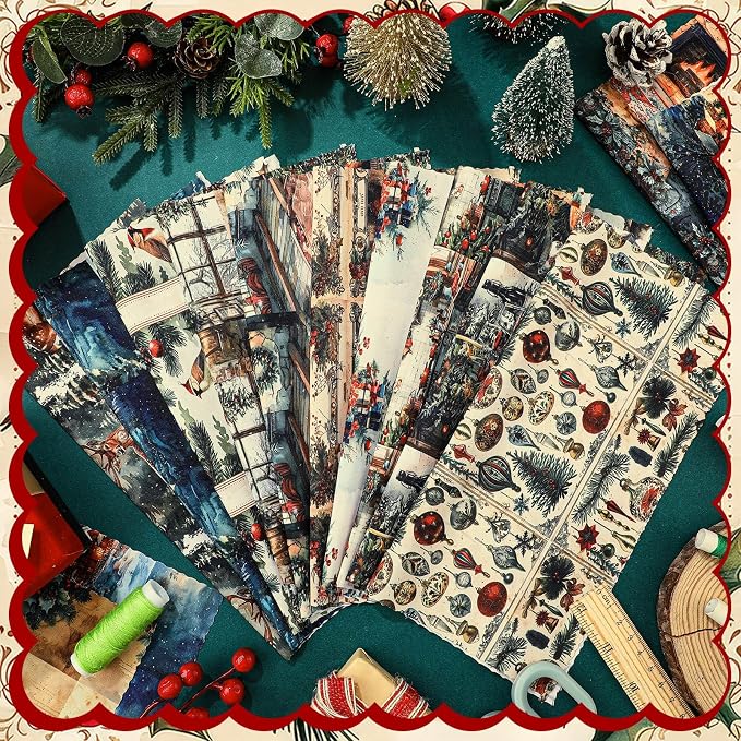 Ganeen 60 Pcs 10 x 10 Inch Vintage Christmas Quilting Fabric Squares Nutcracker - Image 3