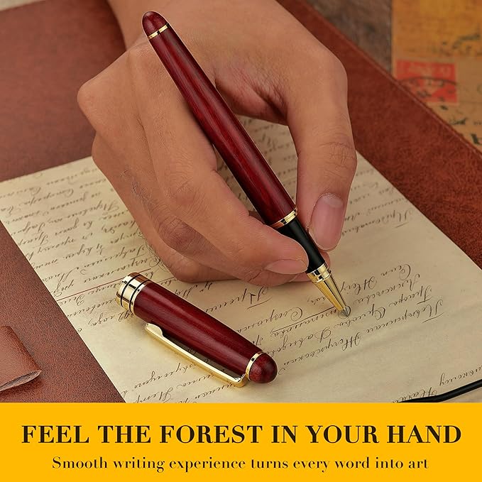BEILUNER Luxury Personalized Wood Ballpoint Pen Writing Set, Rosewood-Elegant - Image 8