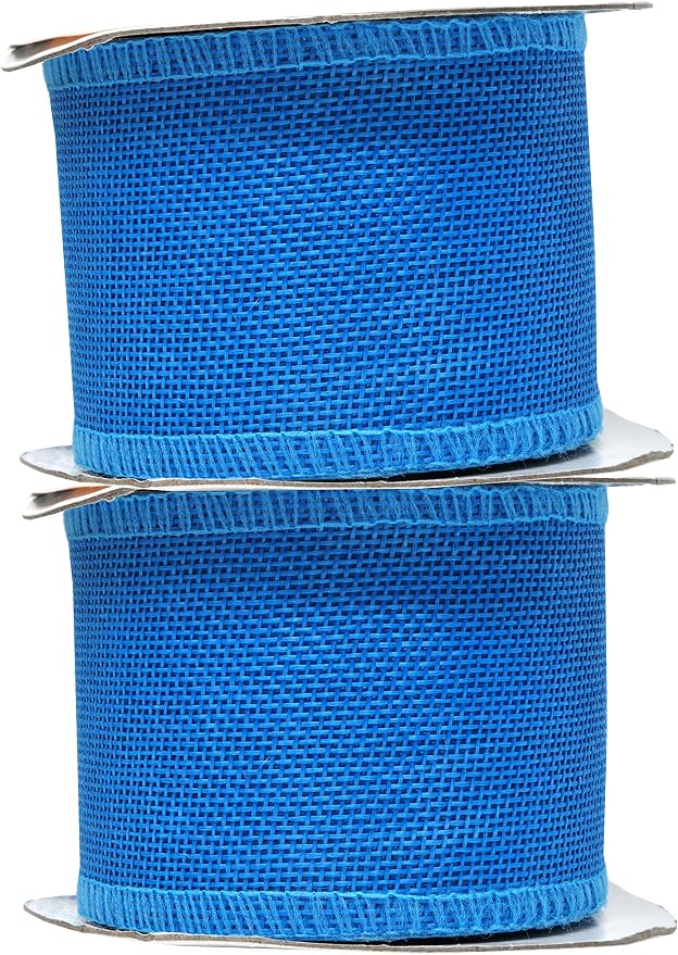 Mandala Crafts Sky Blue Burlap Ribbon 2.5 Inches Wide Jute Ribbons - Image 2