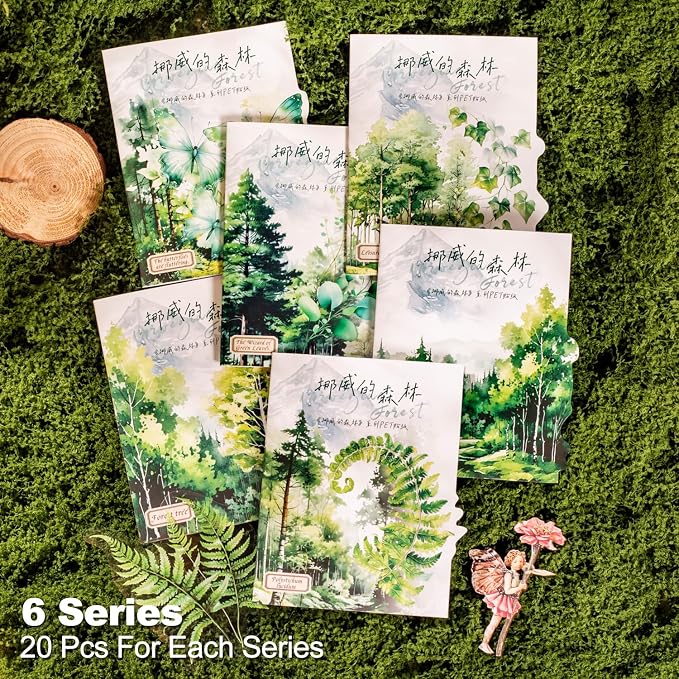 120Pcs Forest PET Scrapbook Stickers Botanical Designs - Image 2