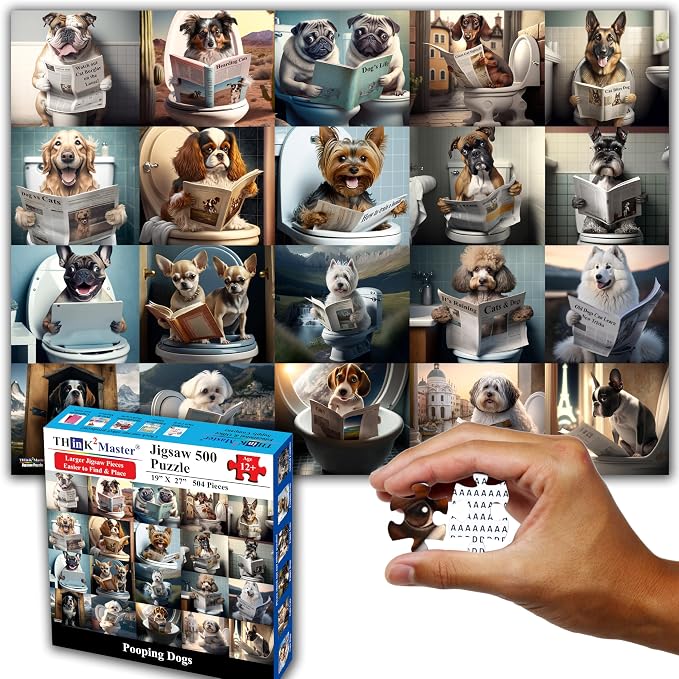 Think2Master Pooping Dogs & Puppies 500 Pieces Jigsaw Puzzle. Pooping Puppies - Image 7