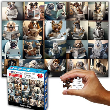 Think2Master Pooping Dogs & Puppies 500 Pieces Jigsaw Puzzle. Pooping Puppies - Image 7
