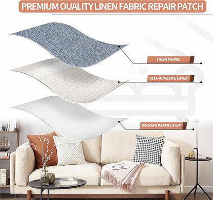 Fine Linen Repair Patches, Self-Adhesive Linen Fabric Patches, 12X40 inch Extra - Image 3