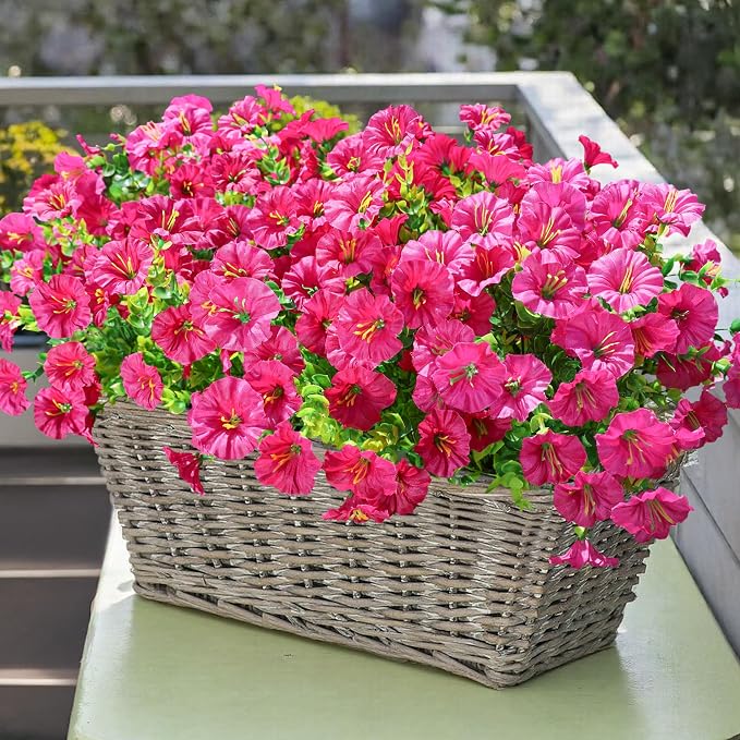 Artificial Flowers Fake Plants for Outdoors Decoration, 12 Bundles Silk Morning - Image 2