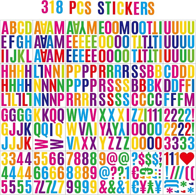 318Pcs 2inch Vinyl Letter & Numbers Stickers, Large Stick on Alphabet - Image 2
