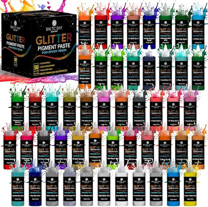 50 Color Glitter Pigment Paste for Epoxy Resin, Mica Metallic Resin Pigment Set by BALTICDAYpuresoul