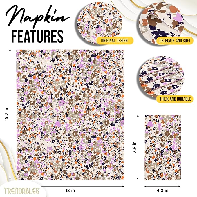 Trendables Floral Napkins for decoupage 100 Pcs 3 Ply floral paper napkins - Image 2