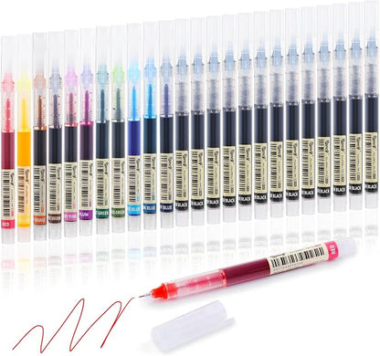 RIANCY Liquid Ink Rollerball Gel Pens, 0.5mm Extra Fine Point Tip, 24ct by RIANCY