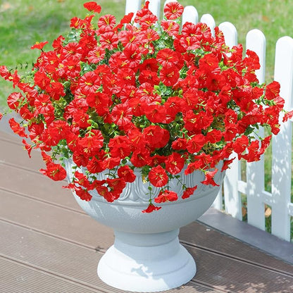 Artificial Flowers Fake Plants for Outdoors Decoration, 12 Bundles Red Silk - Image 2
