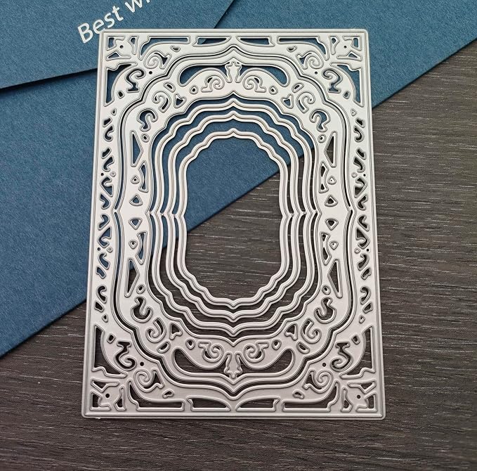 Lace Rectangle Frame Metal Die Cuts, Flower Border Square Frames Layering Label - Image 4