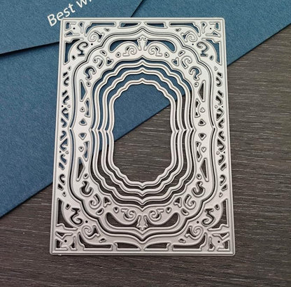 Lace Rectangle Frame Metal Die Cuts, Flower Border Square Frames Layering Label - Image 4