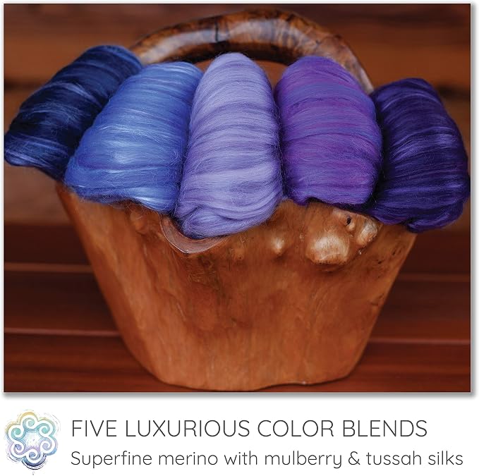 Merino Silk Luxe Tonal Designer Blend. Superfine Merino, Tussah Silk. Top Roving - Image 3