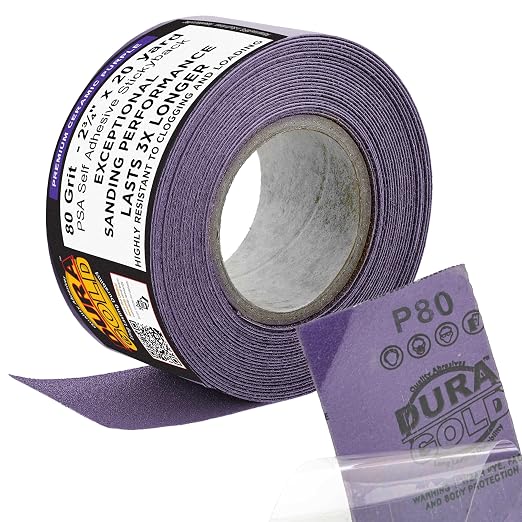 Dura-Gold Premium 80 Grit PSA Purple Film Ceramic Longboard Sandpaper, 2-3/4" by Dura-Gold