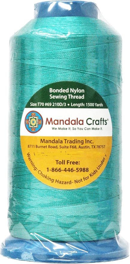 Mandala Crafts Bonded Nylon Thread Turquoise Heavy Duty Sewing Threads - Image 2