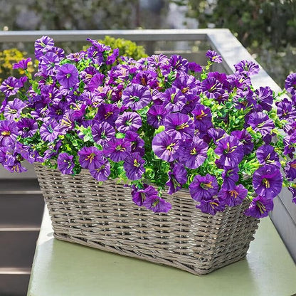 Artificial Flowers Fake Plants for Outdoors Decoration, 12 Bundles Purple Silk - Image 3