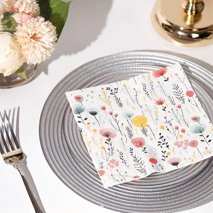 20 pcs Premium Designer Paper Napkins, 3-Ply 6.5x6.5-inches Disposable - Image 2
