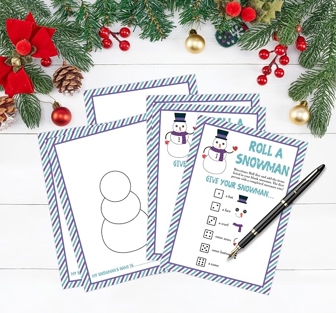 Roll A Snowman Game, Christmas Dice Games - Image 3