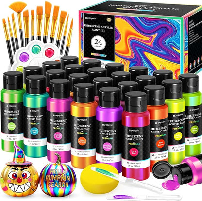 40 PCS Iridescent Acrylic Paint Set by POPYOLA