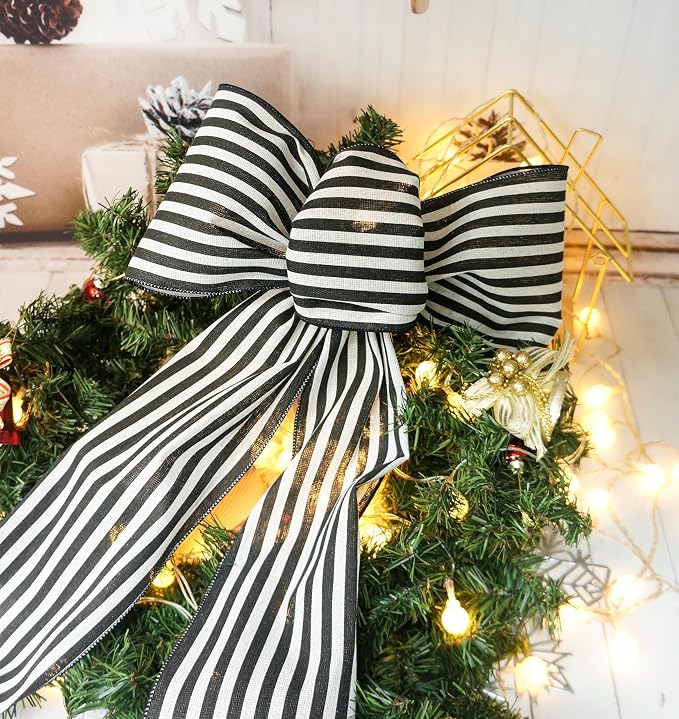CT CRAFT LLC Striped Canvas Cotton Ribbon 6" x 10 Yards Ivory/Black Stripes - Image 6