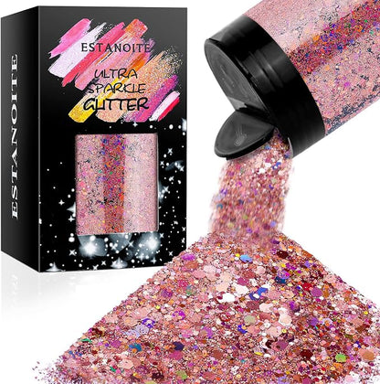 Estanoite Holographic Chunky Glitter, 160G/5.64OZ Glitter, Mixed Fine & Chunky by Estanoite
