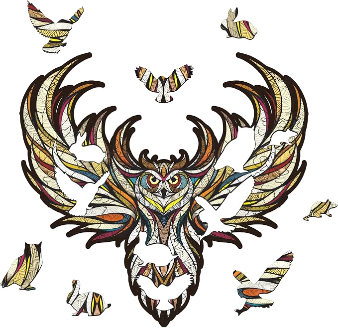 EWA Home Décor – Owl Small 70 Pieces – Wooden Jigsaw Puzzle by EWAEcoWoodArt