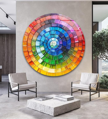My Photostation.com 10'' Diameter Radiant Spiral Spectrum Round Glass Wall Art - Image 5