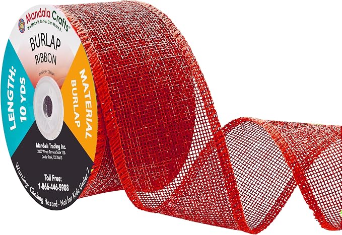 Mandala Crafts Red Burlap Ribbon 2 Inches Wide Jute Ribbons by MandalaCrafts