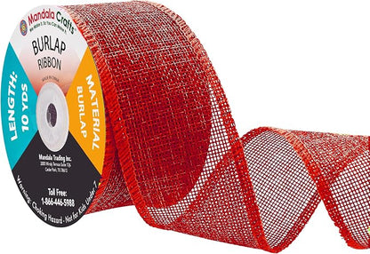 Mandala Crafts Red Burlap Ribbon 2 Inches Wide Jute Ribbons by MandalaCrafts