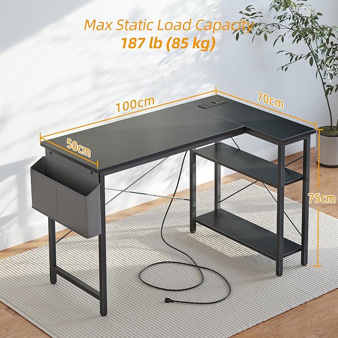 TIQLAB Small L Shaped Computer Gaming Corner Desk - Image 3