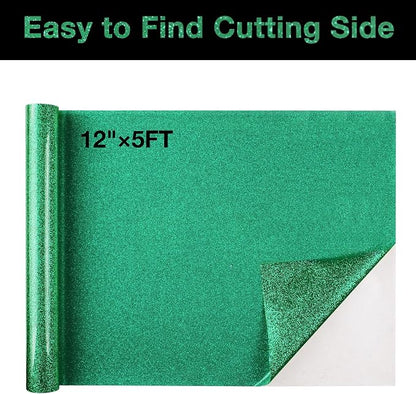 TORC Green Glitter HTV Heat Transfer Vinyl Roll 12 inch x 10 ft Iron on Vinyl - Image 2
