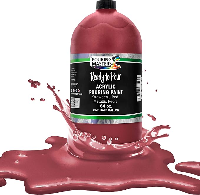 Pouring Masters Strawberry Red Metallic Pearl Ready to Pour Acrylic Pouring by USArtSupply