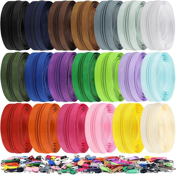 DOITEM 44.4 Yards/ 40 m 20 Pieces Assorted Colors #5 Nylon Coil Zippers by DOITEM