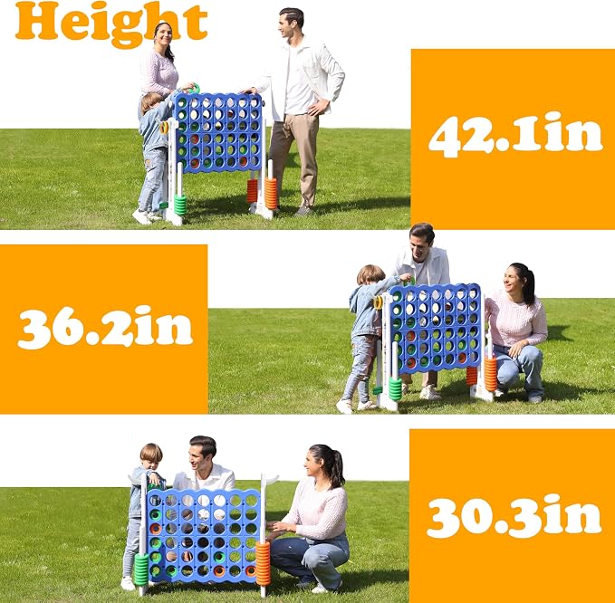 SDADI Height-Adjustable Giant 4-in-a-Row Game, 2-in-1 Jumbo 4-to-Score & Ring - Image 4