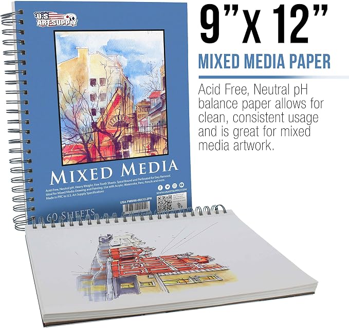 U.S. Art Supply 9"x12" Mixed Media Sketchbook, 2 Pack, 98 lb - Image 2
