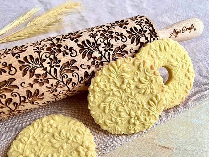 FLORAL WREATH Embossing Rolling Pin - Image 3
