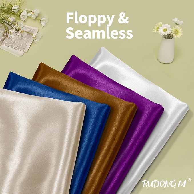 RUDONG M Beige Satin Fabric by The Yard, 5 Yard x 60 Inch Wide Silky Charmeuse - Image 2