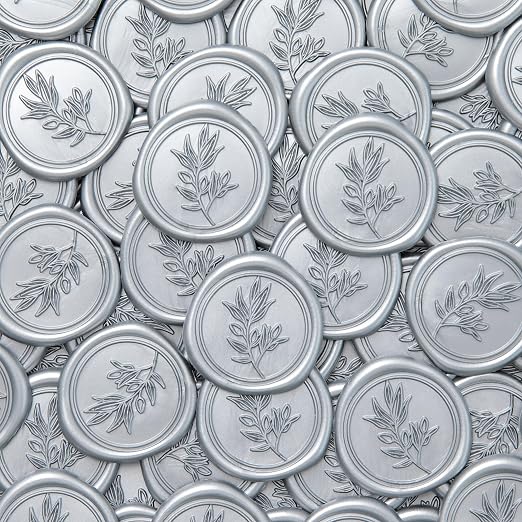 PONATIA Silver Wax Seal Stickers -50pcs Eucalyptus Self- Adhesive Wedding Seal - Image 3