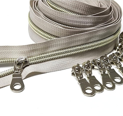 Leekayer #5 Light Gold Teeth Metallic Nylon Coil Zippers by The Yard Bulk 10 by Leekayer